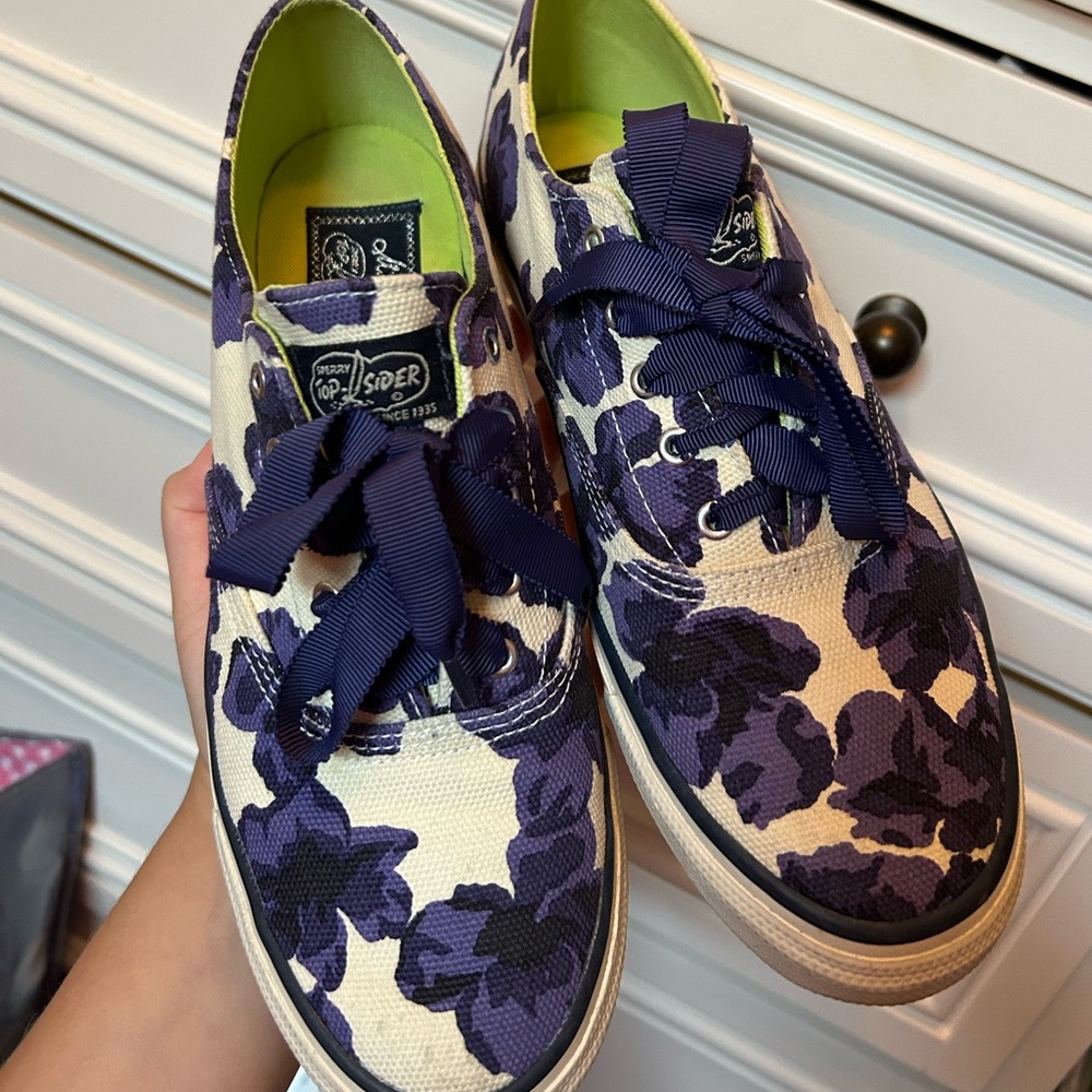 Dark Purple Floral Sperry Top Sider sneakers (worn once!)